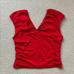 J. Crew v-neck ruched cap sleeve tee